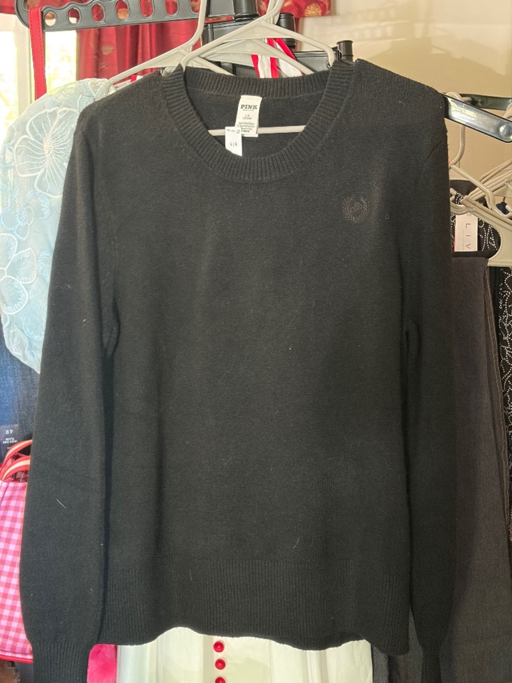 Women’s Black crew neck sweater by Pink
